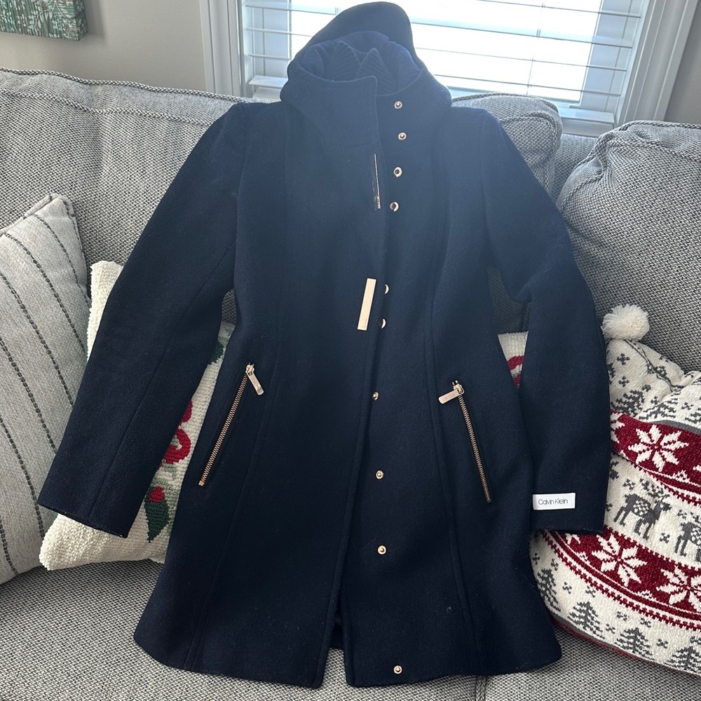Calvin Klein Women's Dark Blue Coat